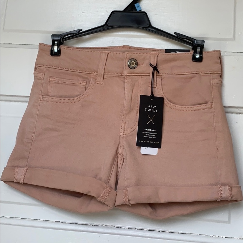 midi pink jean shorts